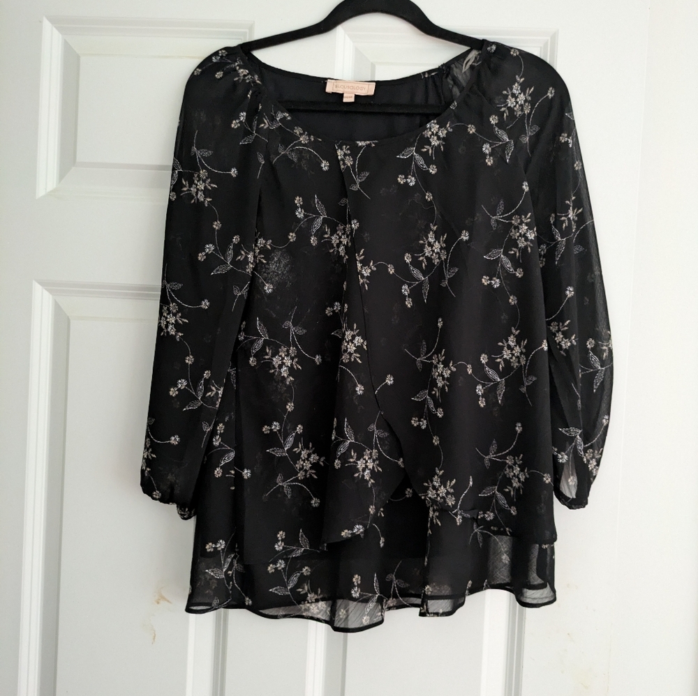 Blousology blouse round neck sheer- ish M - Picture 4 of 8